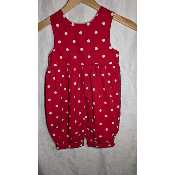 Vtg Kelly's Kids Girls Red Polka Dot Jumpsuit Sz 3T One Piece Retro 90s Colorful - Picture 5 of 5